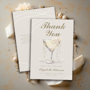 Tarjeta De Agradecimiento Perlas Prosecco Marfil Brunch Despedida de Soltera