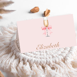 Tarjeta De Agradecimiento Perlas rosadas y brindis de Prosecco para despedid