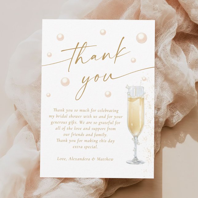 Tarjeta De Agradecimiento Perlas y ducha de novia en Prosecco (Subido por el creador)