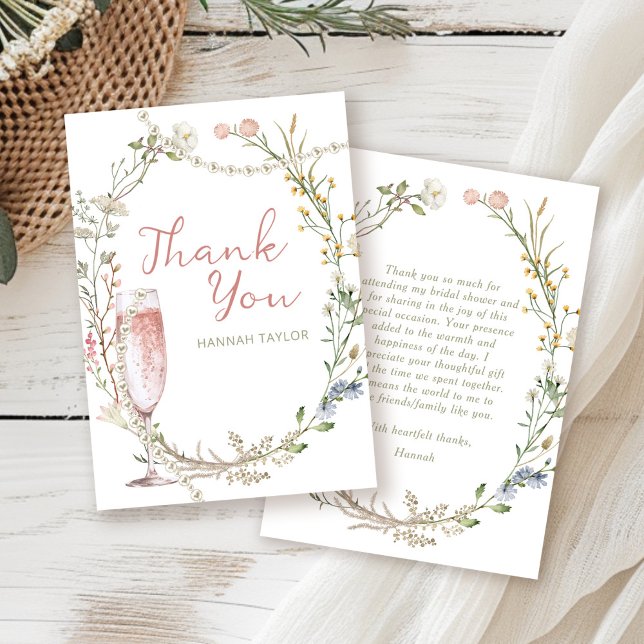 Tarjeta De Agradecimiento Perlas y ducha de novia en Prosecco (Subido por el creador)