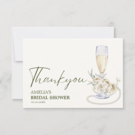 Tarjeta De Agradecimiento Perlas y prosecco ducha floral para la novia