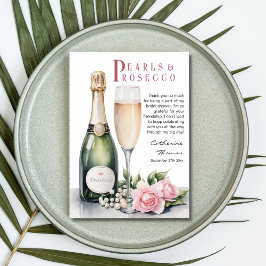 Tarjeta De Agradecimiento Perlas y Prosecco Floral Elegante Desayuno de Novi