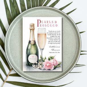 Tarjeta De Agradecimiento Perlas y Prosecco Floral Elegante Desayuno de Novi