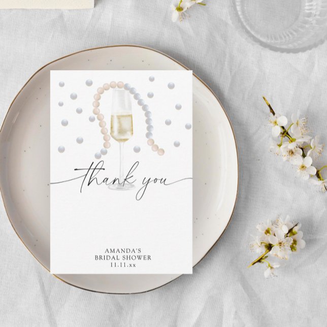 Tarjeta De Agradecimiento Perlas y Prosecco - gracias a la ducha de novia (Subido por el creador)