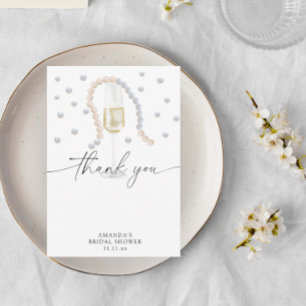 Tarjeta De Agradecimiento Perlas y Prosecco - gracias fiesta de despedida de