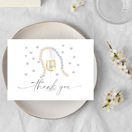 Tarjeta De Agradecimiento Perlas y Prosecco - gracias por la despedida de so