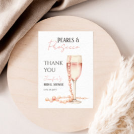 Tarjeta De Agradecimiento Perlas y Prosecco Rosa Beige Favor para Despedida