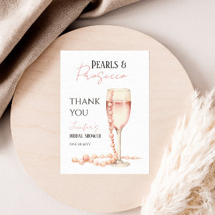 Tarjeta De Agradecimiento Perlas y Prosecco Rosa Claro Favor para Despedida