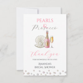 Tarjeta De Agradecimiento Perlas y Prosecco Rosa Desayuno de Novia