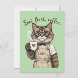 Tarjeta De Agradecimiento Pero Primero, Gato Café