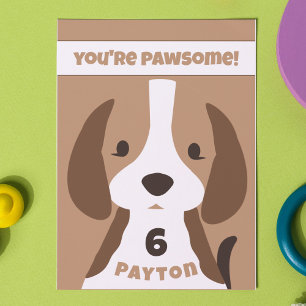Tarjeta De Agradecimiento Perrito Cachorro Edad y Nombre Fiesta de Cumpleaño