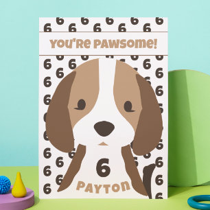 Tarjeta De Agradecimiento Perrito Cachorro Edad y Nombre Fiesta de Cumpleaño