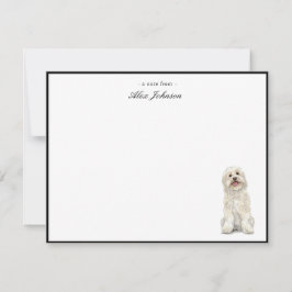 Tarjeta De Agradecimiento Perrito Golden Doodle blanco acuarela plano