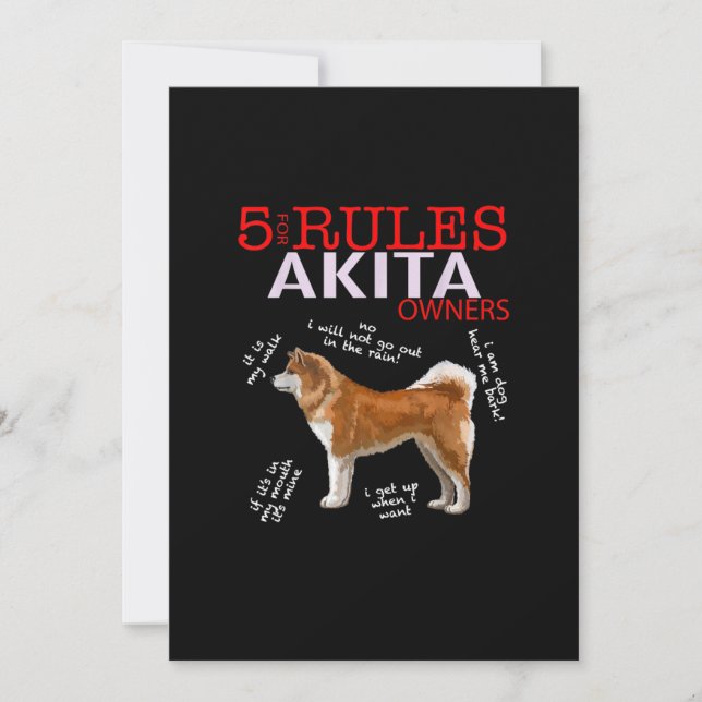 Tarjeta De Agradecimiento Perro Akita| 5 Propietario del Perro Akita (Anverso)