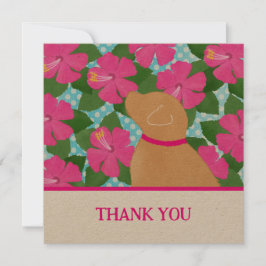 Tarjeta De Agradecimiento Perro amarillo de la isla de Hibiscus Gracias Cart