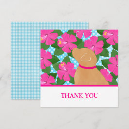 Tarjeta De Agradecimiento Perro amarillo de la isla de Hibiscus Gracias Cart