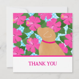 Tarjeta De Agradecimiento Perro amarillo de la isla de Hibiscus Gracias Cart