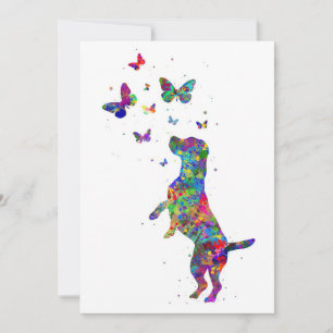 Tarjeta De Agradecimiento Perro Beagle Amante de las Mariposas Juega con Mar