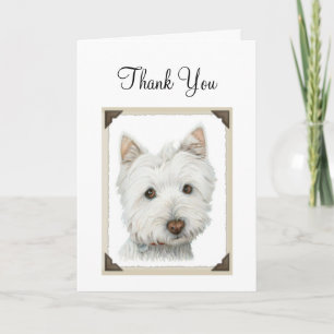 Tarjeta De Agradecimiento Perro blanco con bordes de papel rotos diseño