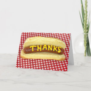 Tarjeta De Agradecimiento Perro caliente en Gingham gracias