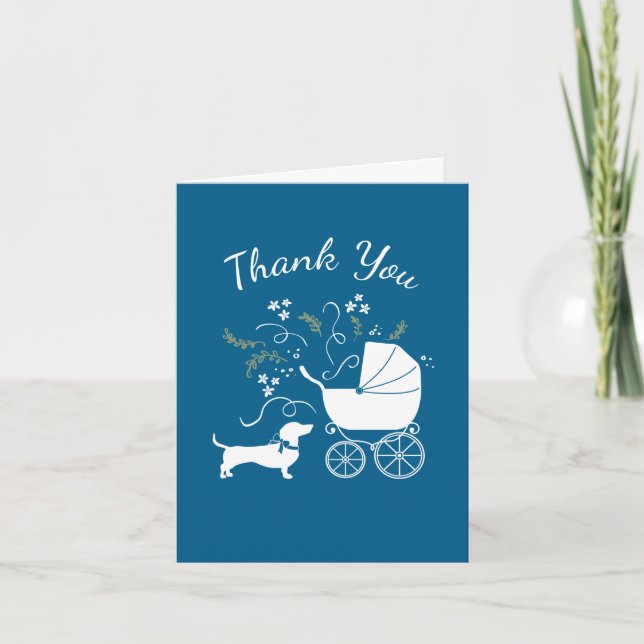 Tarjeta De Agradecimiento Perro Chihuahua niño azul Baby Shower (Anverso)