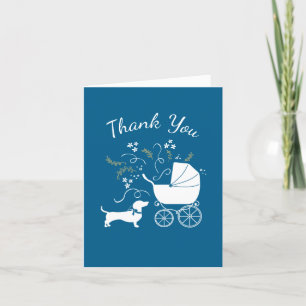 Tarjeta De Agradecimiento Perro Chihuahua niño azul Baby Shower