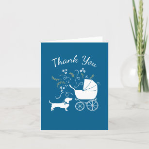 Tarjeta De Agradecimiento Perro Chihuahua niño azul Baby Shower