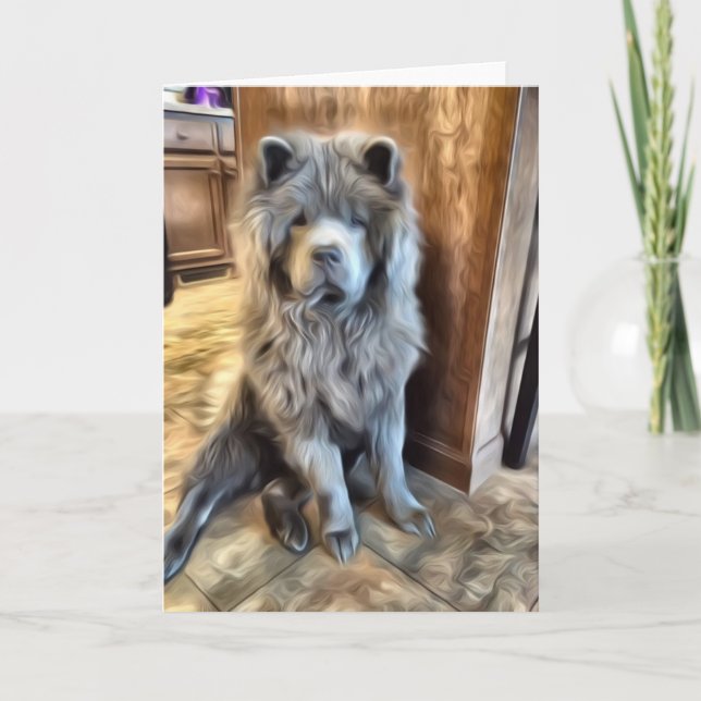 Tarjeta De Agradecimiento Perro chino azul (Anverso)