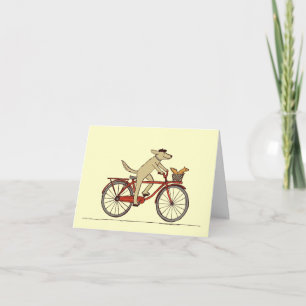 Tarjeta De Agradecimiento Perro ciclista con amigo ardilla - Arte animal div