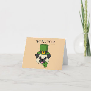 Tarjeta De Agradecimiento Perro con Gorra y Shamrock St Patrick's Personal