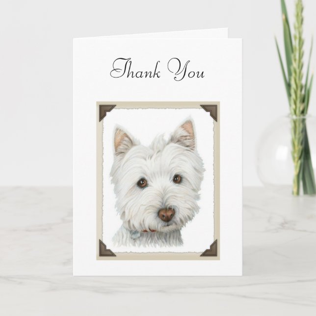 Tarjeta De Agradecimiento Perro Cute Westie (Anverso)