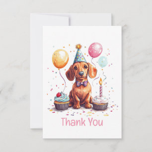 Tarjeta De Agradecimiento Perro Dachshund Cumpleaños Gracias