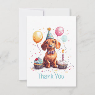 Tarjeta De Agradecimiento Perro Dachshund Cumpleaños Gracias 