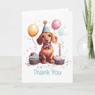 Tarjeta De Agradecimiento Perro Dachshund Cumpleaños Gracias 