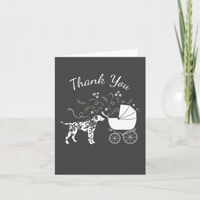 Tarjeta De Agradecimiento Perro dalmatiano Baby Shower gris pimienta (Anverso)