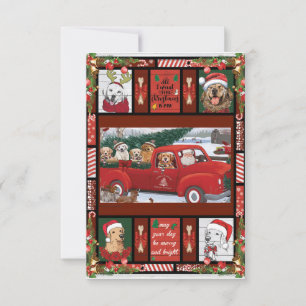 Tarjeta De Agradecimiento Perro de aguas de Navidad Santa Camión Rojo retrie