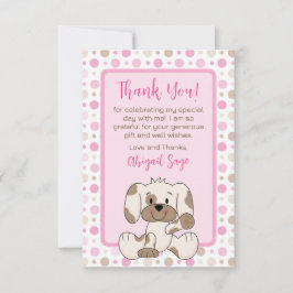 Tarjeta De Agradecimiento Perro de cachorro agudo rosado Baby Shower
