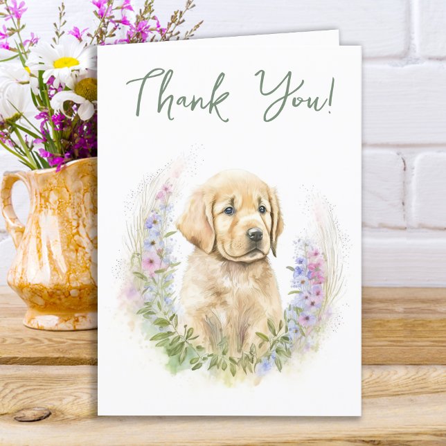 Tarjeta De Agradecimiento Perro de cachorro lindo Baby Shower verde sabio mo (Subido por el creador)