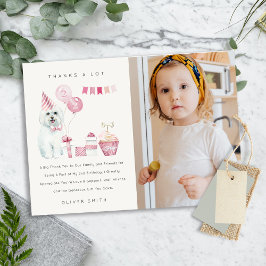 Tarjeta De Agradecimiento Perro de cachorro rosado cualquiera de edad Fiesta