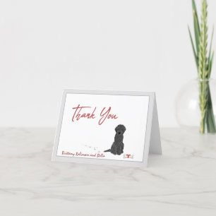 Tarjeta De Agradecimiento Perro de Labradoodle Negro lindo personifica el hu