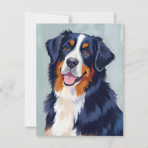 Tarjeta De Agradecimiento Perro de montaña bernés Mascota en acuarela