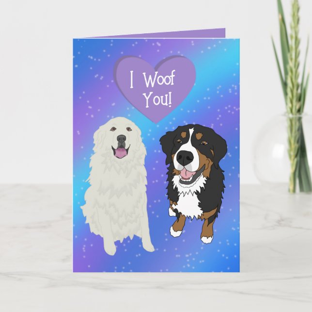 Tarjeta De Agradecimiento Perro de montaña de Berna Gran Pirineo San Valentí (Anverso)