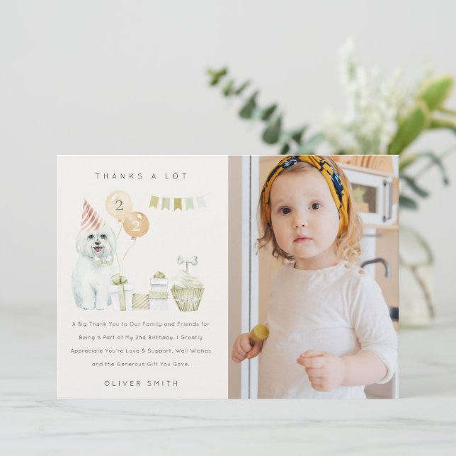 Tarjeta De Agradecimiento Perro de óxido verde lindo cualquier edad Fiesta d (Anverso de pie)