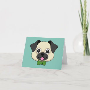 Tarjeta De Agradecimiento Perro de pug feliz lindo con papillón
