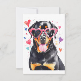 Tarjeta De Agradecimiento Perro de Rottweiler con Glass Cardíaco