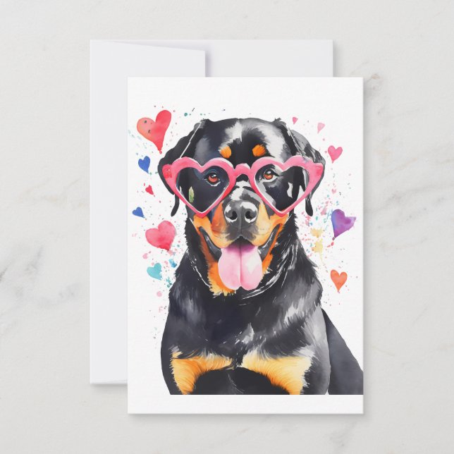 Tarjeta De Agradecimiento Perro de Rottweiler con Glass Cardíaco (Anverso)