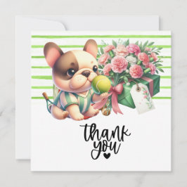 Tarjeta De Agradecimiento Perro de tenis con bola y presente