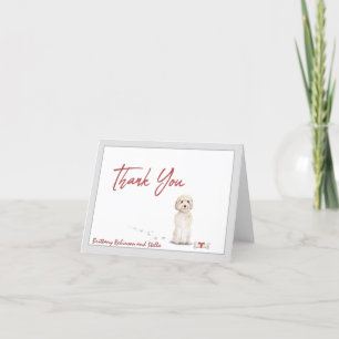 Tarjeta De Agradecimiento Perro dorado lindo personificar la cinta de hueso
