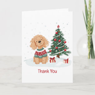 Tarjeta De Agradecimiento Perro Goldendoodle de Navidad Gracias