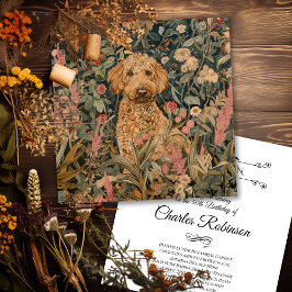 Tarjeta De Agradecimiento Perro Goldendoodle en el jardín estilo William Mor
